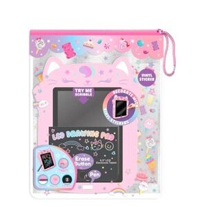 LCD Writing Pad Cute Cat Kids Present Pink Learning Creative Art LCD Stickers